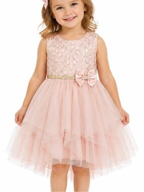 Jona Michelle Girls Pink Sequin Tulle Party Dress 4T Easter Flower Girl
